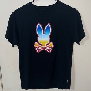 Black Kids T-Shirt with Colorful Bunny Skull Design Boys size L